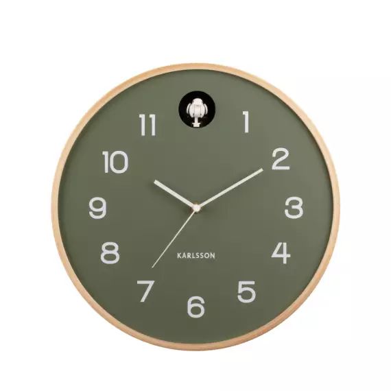Natural Cuckoo – Horloge murale ronde ø31,5cm – Couleur – Vert