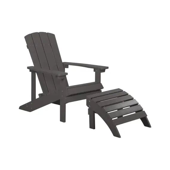 Fauteuil bas de jardin gris foncé avec repose-pied