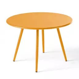 Table basse de jardin ronde en métal jaune 50 cm