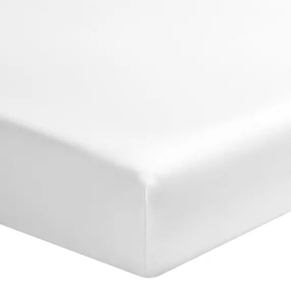 Drap housse en satin de coton blanc 180×200