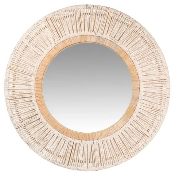 Miroir rond tressé blanc D70