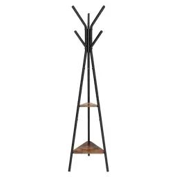 Porte-manteau sur pieds avec 2 étagères – H179 cm – Marron vintage