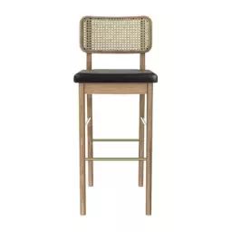 Tabouret de bar Cannage en Bois, Chêne massif – Couleur Bois naturel – 43 x 70.34 x 96 cm