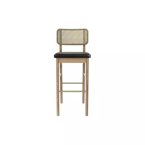 Tabouret de bar Cannage en Bois, Chêne massif – Couleur Bois naturel – 43 x 70.34 x 96 cm