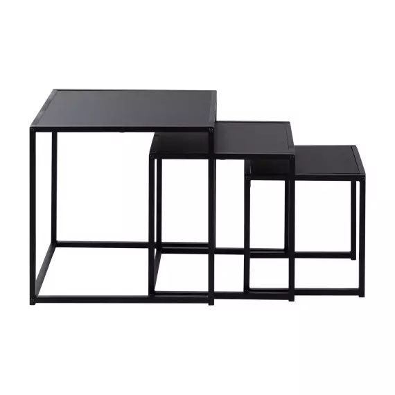 Lot de 3 tables basses gigognes NICKY coloris noir