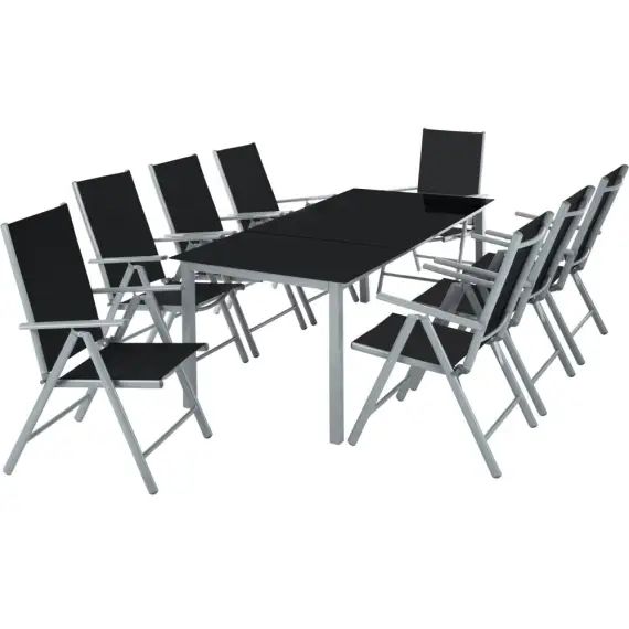 Salon de jardin aluminium 8 places gris clair
