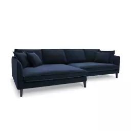 Canapé d’angle 4 places en velours bleu foncé