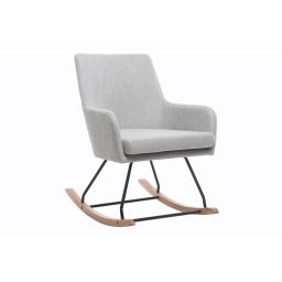 Fauteuil rocking chair design en tissu gris clair SHANA