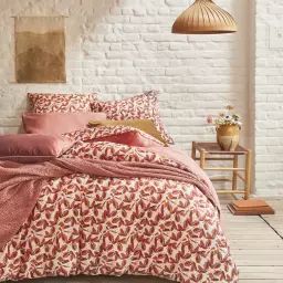Parure de lit en percale de coton rouge 240×220