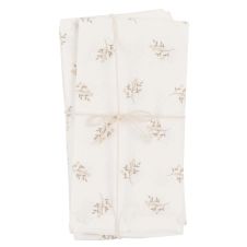 Serviettes en coton imprimé floral écru et beige (x4) 42×42