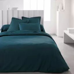 Housse de couette pour lit en Coton Vert fonc� 240×260 cm