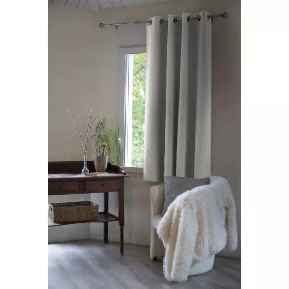 Rideau occultant doublure polaire polyester gris 140×180 cm