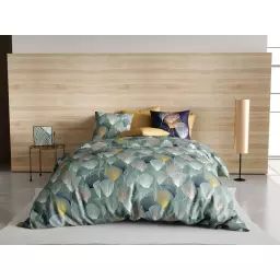 Parure housse de couette coton vert 220×240 cm