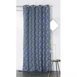 Rideau d’ameublement imprimé art déco polyester bleu 250×135
