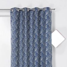 Rideau d’ameublement imprimé art déco polyester bleu 250×135