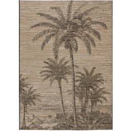 Tapis de jute à motifs tropicals en noir, 160×230 cm