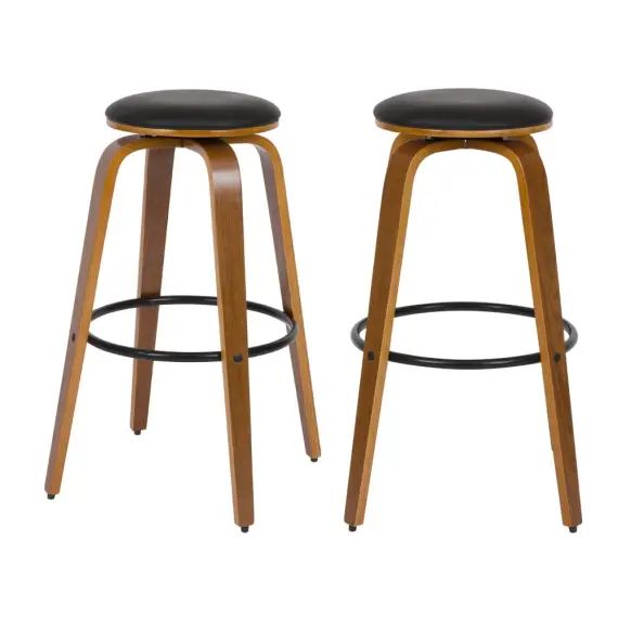 Tabouret de bar 78 cm en cuir synthétique noir (lot de 2)