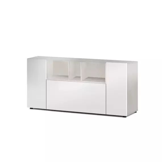 Buffet 3 portes effet bois blanc et béton
