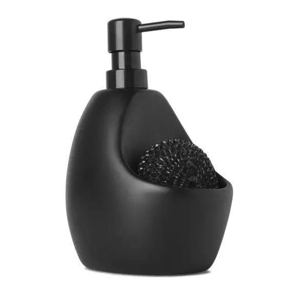 Distributeur de savon 591ml et porte éponge, en céramique noir