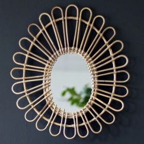 Miroir ovale en rotin naturel 56 x 62 cm – Moka