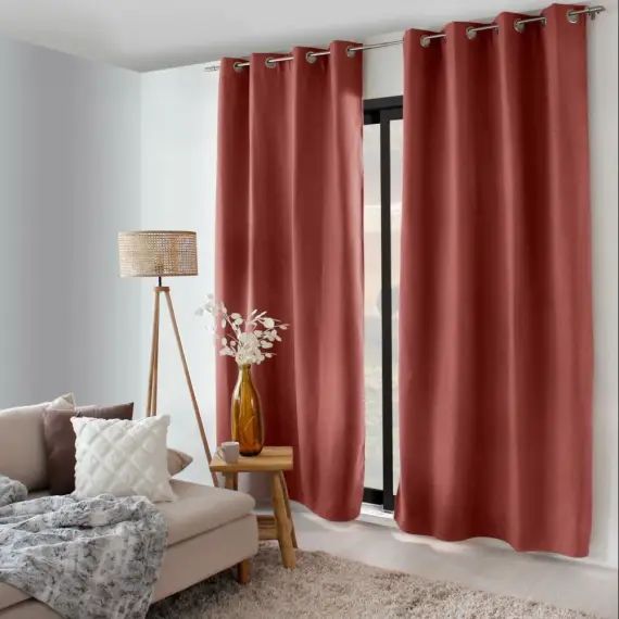 Rideau thermique doublé polyester terre cuite 240 x 135