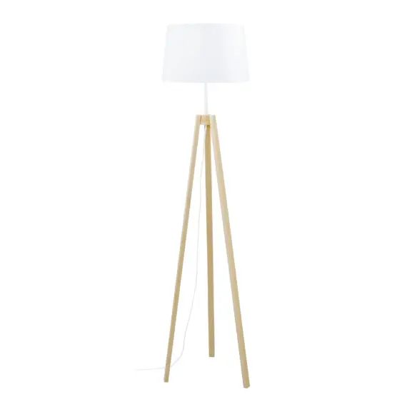 Lampadaire bois naturel et blanc