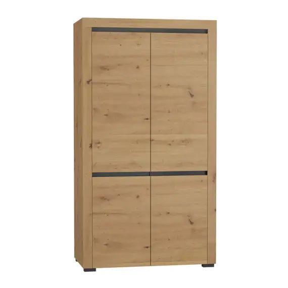 Armoire 2 portes LED inclus stratifiés naturel et gris
