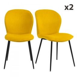 Lot de chaises modernes en velours jaune