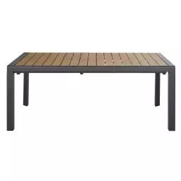Table de jardin extensible en composite imitation bois et aluminium gris anthracite 8/12 personnes