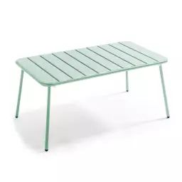 Table basse de jardin acier vert sauge 90 x 50 cm