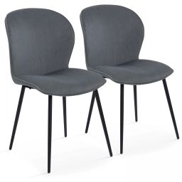 Lot de 2 chaises en velours côtelé gris