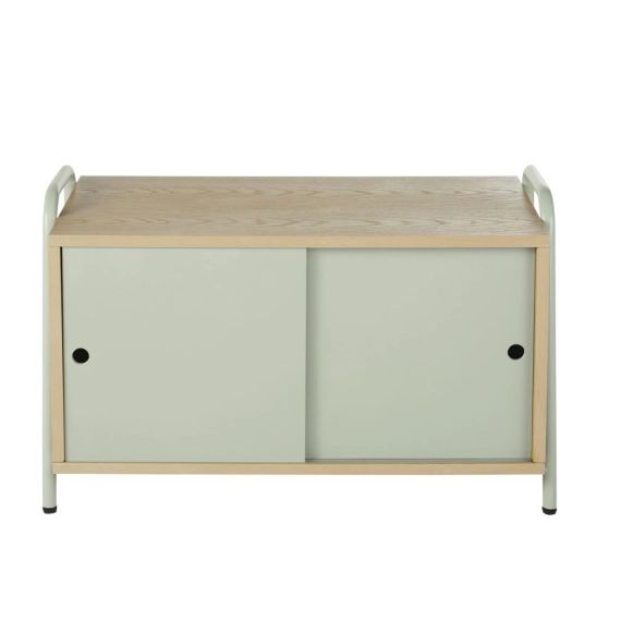 Meuble de rangement 2 portes beige et vert