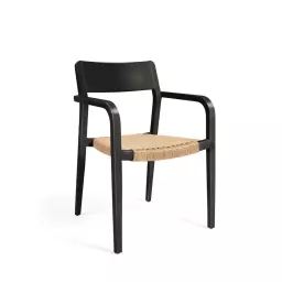 Better – Lot de 4 chaises en acacia et corde pieds noirs