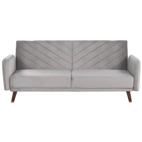 Canapé convertible 3 places en velours gris clair