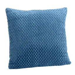 Coussin fausse fourrure à damier 40 x 40 cm bleu nuit