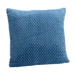 Coussin fausse fourrure à damier 40 x 40 cm bleu nuit