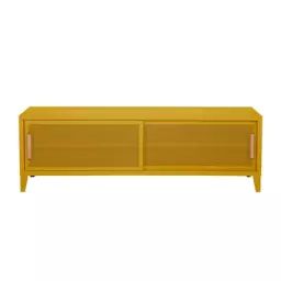 Buffet B perforé en Métal, Chêne – Couleur Jaune – 160 x 40 x 51 cm – Designer Chantal Andriot