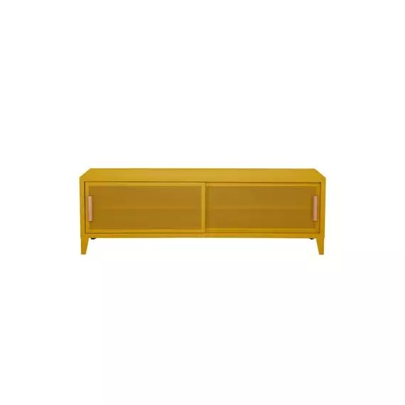 Buffet B perforé en Métal, Chêne – Couleur Jaune – 160 x 40 x 51 cm – Designer Chantal Andriot