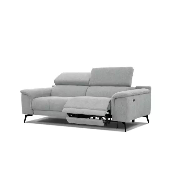 Canapé 3 places avec relax électrique côté droit tissu gris clair