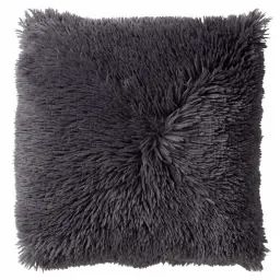 Housse de coussin gris fausse fourrure-60×60 cm uni