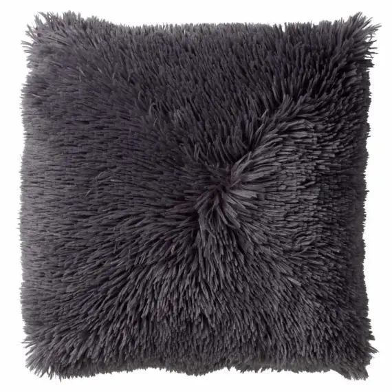 Housse de coussin gris fausse fourrure-60×60 cm uni