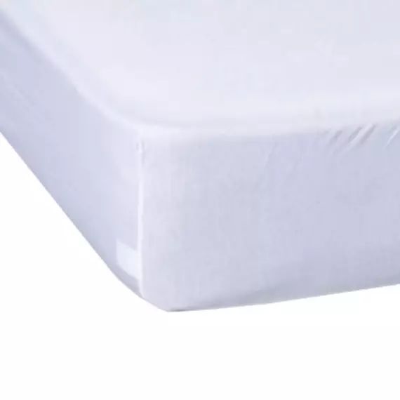 Drap housse coton jersey bonnet 30 cm blanc 70/80×190/200