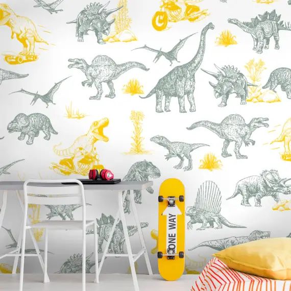 Papier peint panoramique motif imprimé Jaune 288x270cm