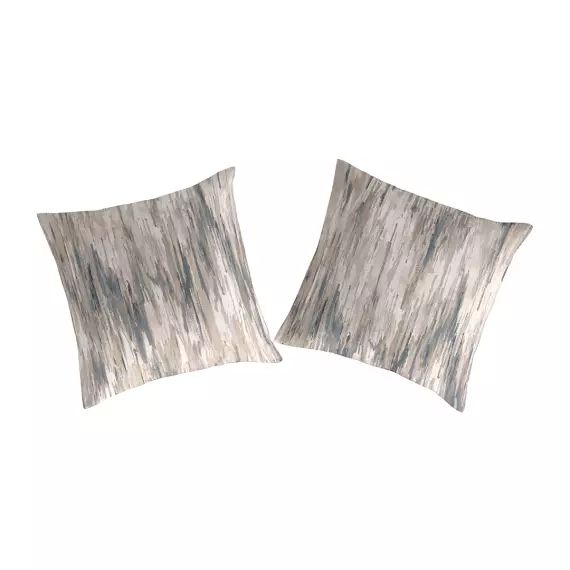 2 Taies d’oreiller en percale de coton 65×65 cm gris