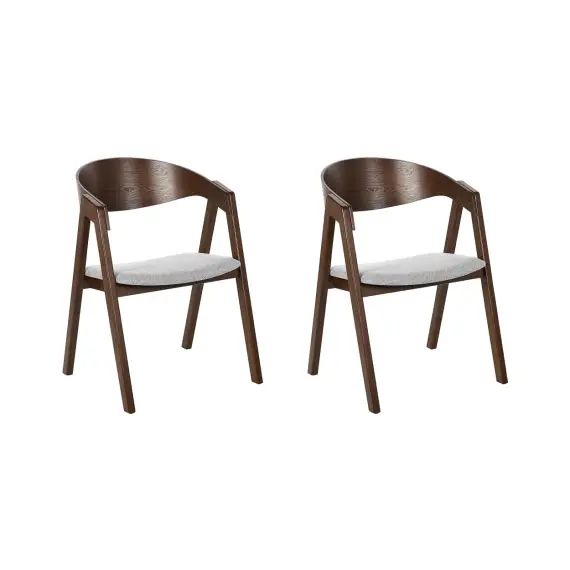 Lot de 2 chaises de salle à manger bois sombre et gris