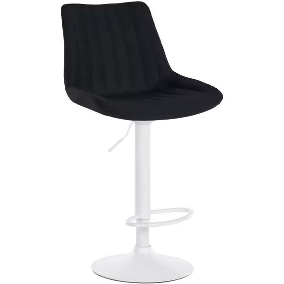 Tabouret de bar en tissu ajustable pivotant tissu Noir