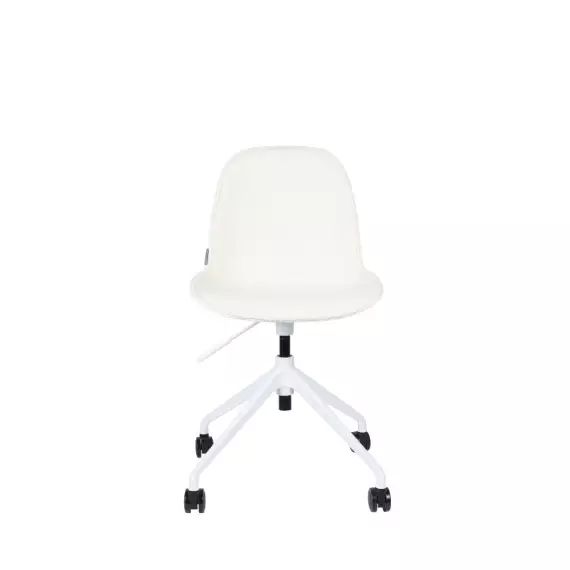 Albert Kuip – Chaise de bureau en tissu bouclette pivotante à roulettes – Couleur – Blanc