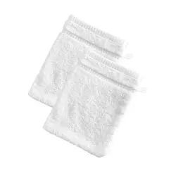 Lot de 2 gants de toilette blanc 15×21 en coton