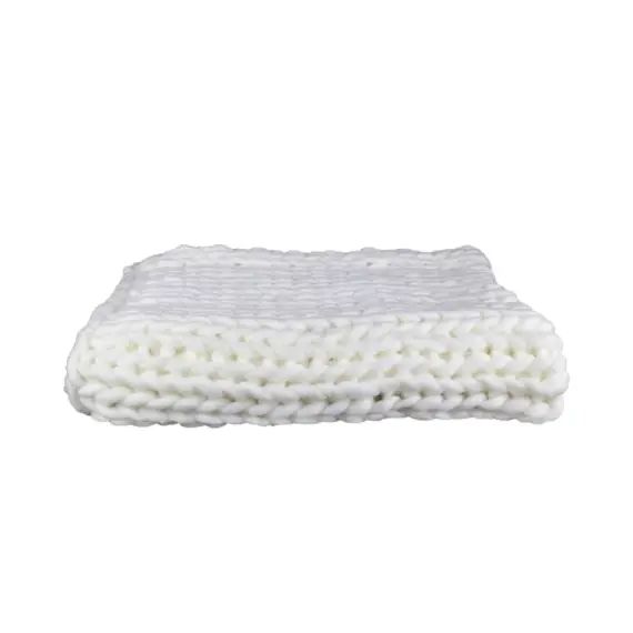 Plaid grosses mailles chunky 120 x 150 cm blanc