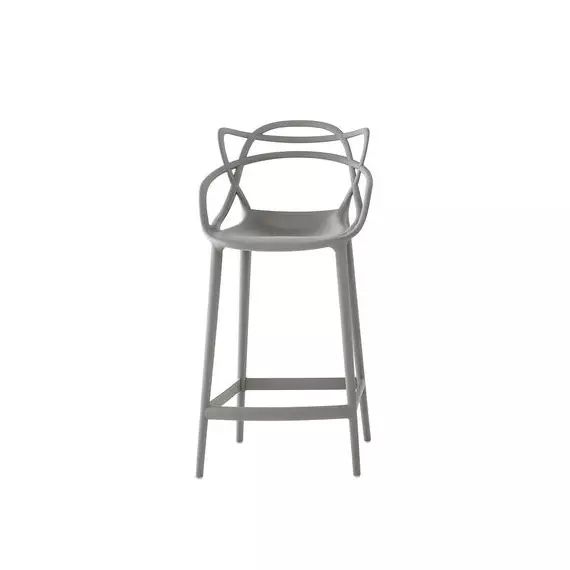 Chaise de bar Masters en Plastique, Technopolymère thermoplastique recyclé – Couleur Gris – 60 x 50 x 99 cm – Designer Philippe STARCK with Eugeni QUITLLET